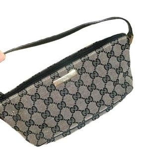 gucci monogram mini boat bag black denim